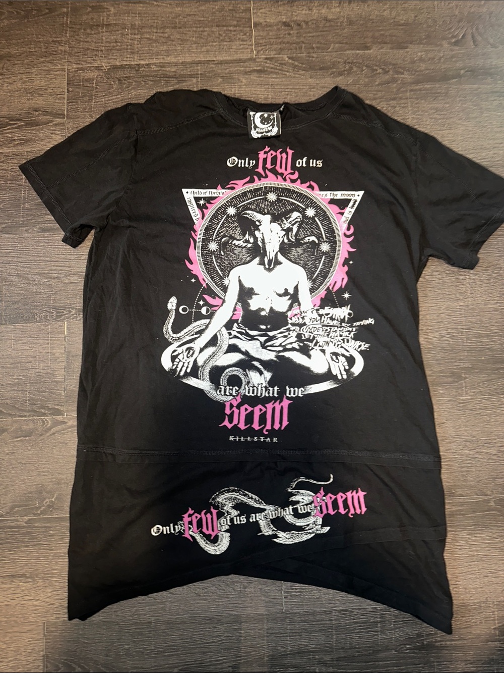 Killstar Black Graphic Tee with Pink and White Print